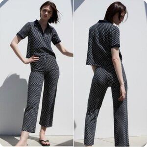 Zara Dark Navy Retro Jacquard Set